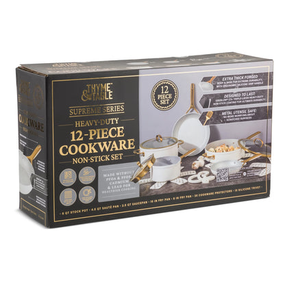 Thyme & Table Supreme 12-Piece Cookware Set Non-Stick - Cream