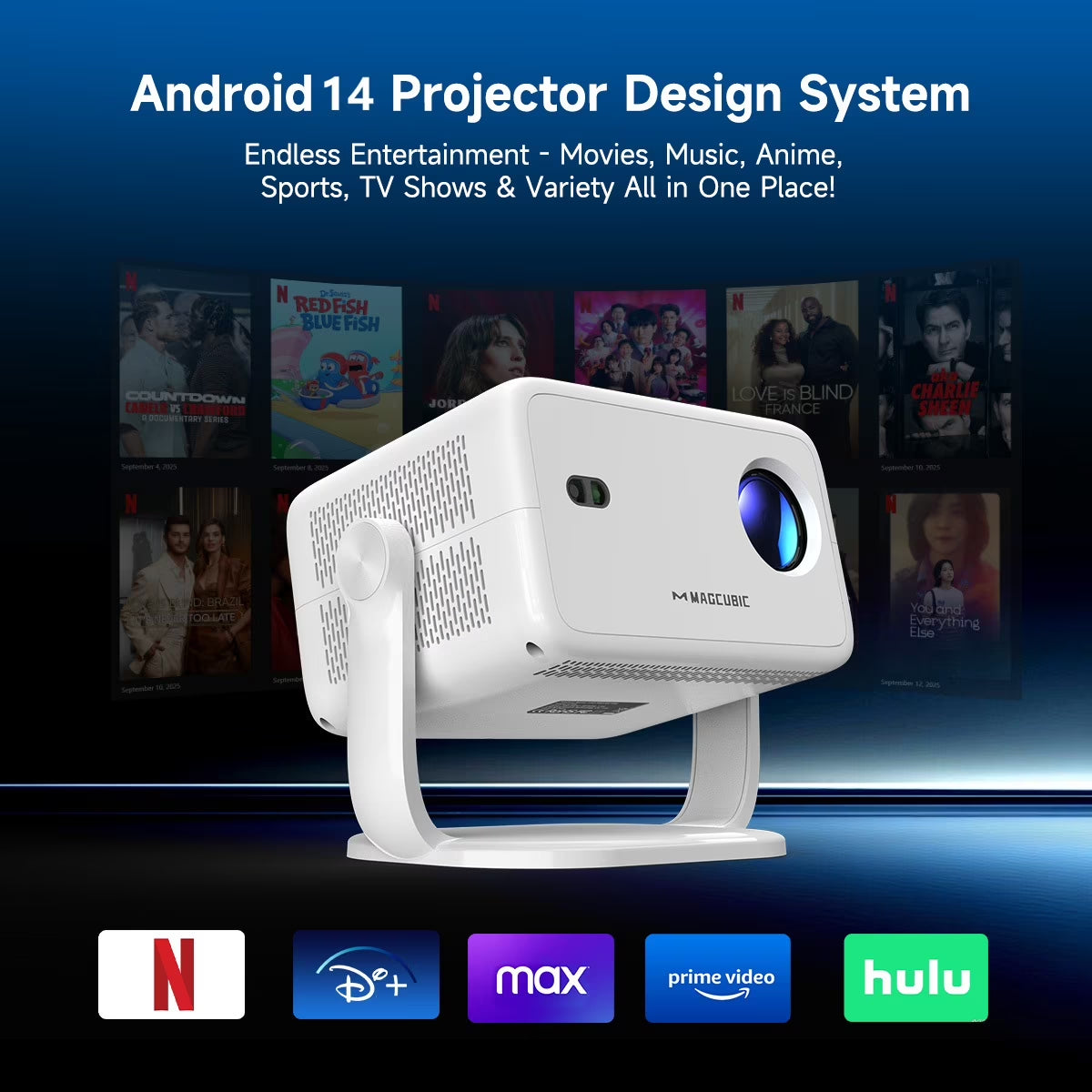 [Auto Focus]  8K 1080P Native Projector with Wifi 6 and BT5.4, 650 ANSI Brightness, Auto Keystone Correction with Voice Control Smart Movie Projector for Home Theater Outdoor L018