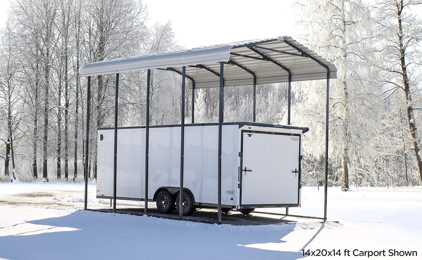 Carports Galvanized Steel Carport, RV Metal Carport Kit, 14' X 42' X 14', Charcoal
