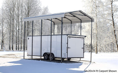 Carports Galvanized Steel Carport, RV Metal Carport Kit, 14' X 42' X 14', Charcoal