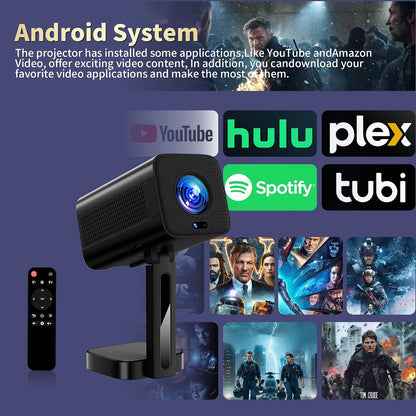 Mini Projector 4K 1280P [2026 Upgraded Built-In Apps] Projector with Wifi 6 and Bluetooth 5.4, Auto Focus & Keystone Correction Smart Projector Compatible with HDMI/TV Stick/Laptop/Usb,Black