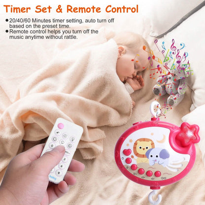 Baby Musical Crib Bed Bell Rotating Mobile Star Projection