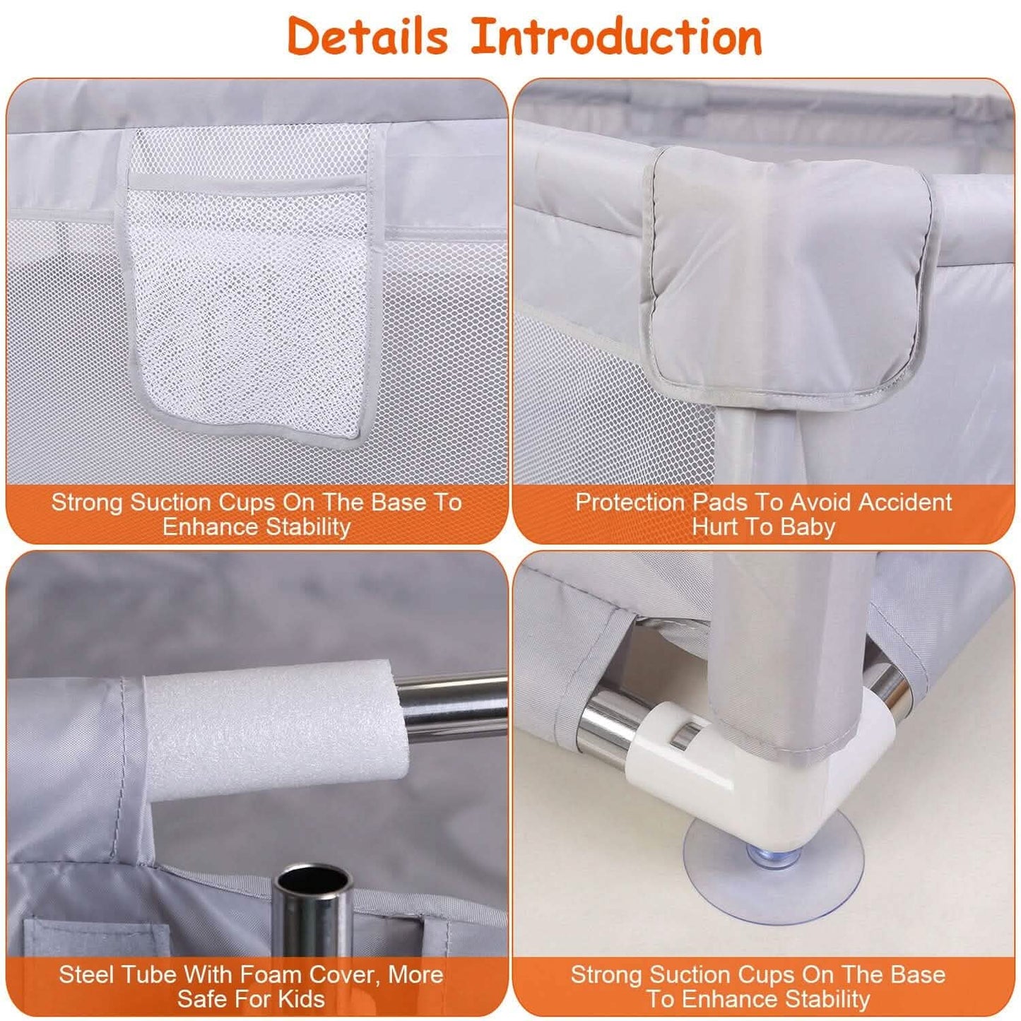 Baby Playpen with Anti-Suction Base Zipper Door