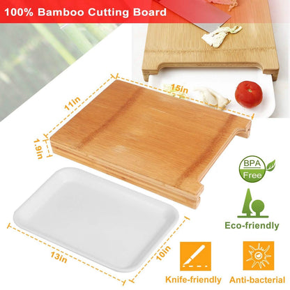 Bamboo Cutting Board with Sliding Draw Tray