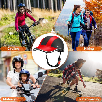 Baseball Cap Anti-UV Cycling Motorcycle Hat Leather Helmet