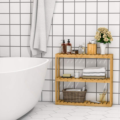 Bamboo Bathroom Shelf over Toilet - 3 Tier Bathroom Shelves Wall Mounted for Towel Storage Shelf, Adjustable Bathroom Rack Organizer