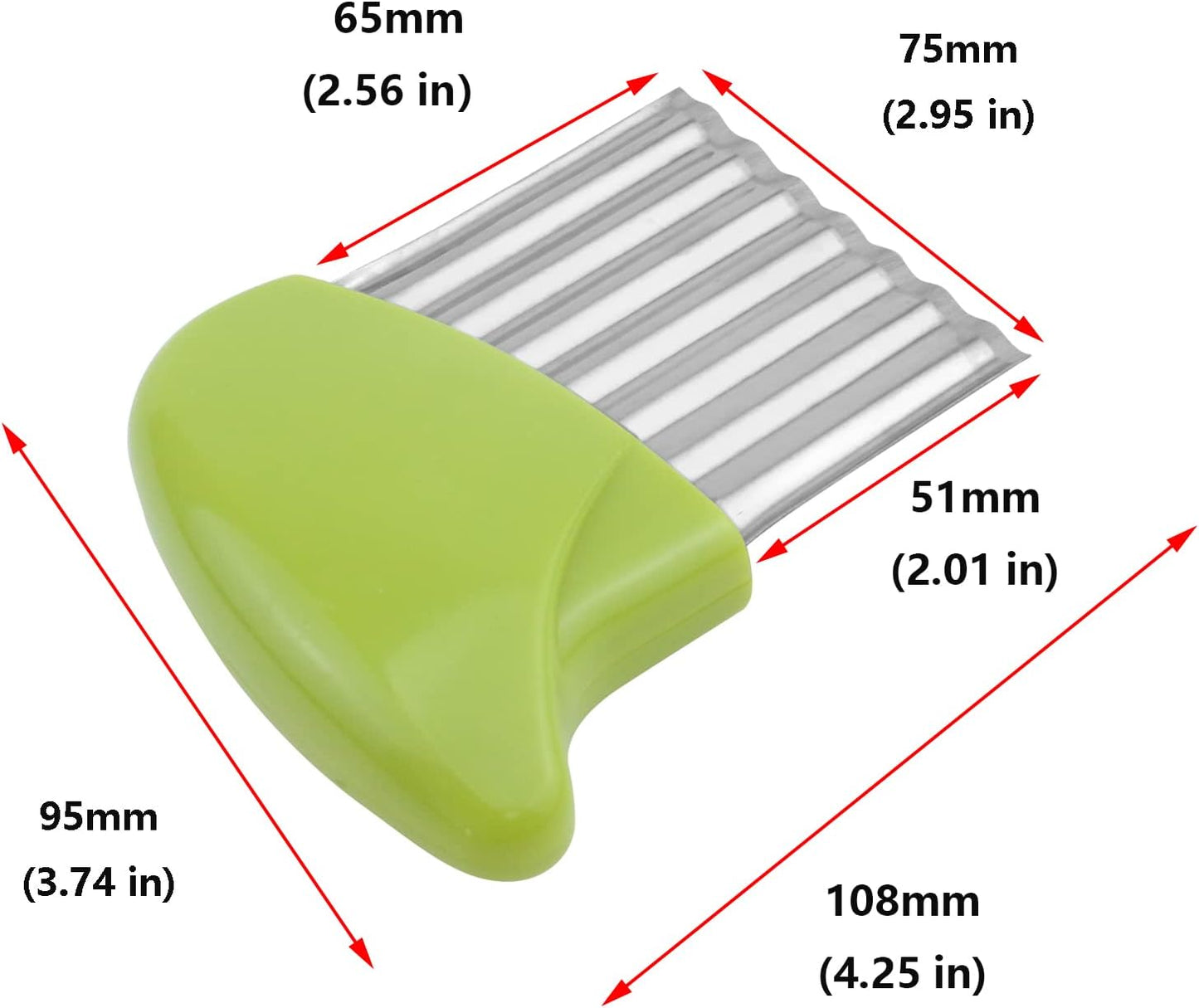 Stainless Steel Potato Carrot Chip Vegetable Crinkle Wavy Chopper Cutter French Fry Slicer 1 Pack/Set, Green