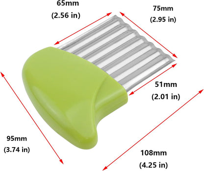 Stainless Steel Potato Carrot Chip Vegetable Crinkle Wavy Chopper Cutter French Fry Slicer 1 Pack/Set, Green