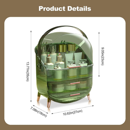Portable Retro Series Multi-Function Make up Case Dustproof Cosmetic Storage Box, Skin Care Products Jewelry Organizer Finishing Box Bathroom Desktop - Retro Green