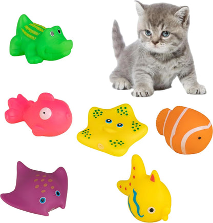 6Pcs Colorful Pool Cat Interactive Toy, Cat Floating Water Toy, Pet Kitten Swimming Bathing Fish Toy, Sensory Toys for Indoor Cats to Self Play