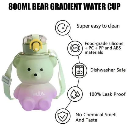 BPA-free Kawaii Bear Straw Water Bottle