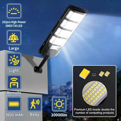 Bright Solar Street Light with Wide Angle Motion Sensor and Remote Control