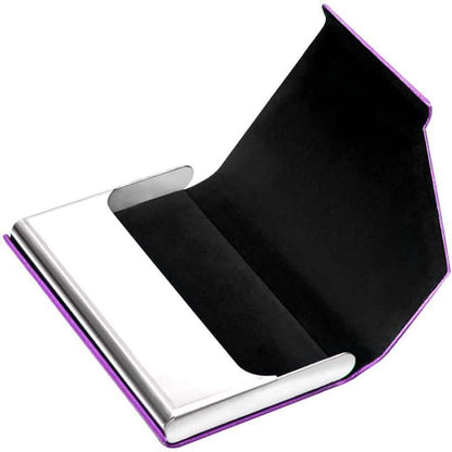 Business Name Card Holder Luxury PU Leather and Stainless Steel Multi Card Case