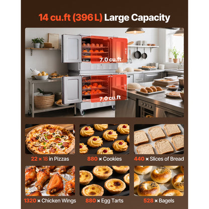 Double Deck Gas Convection Oven,14 Cu.Ft Full-Size Commercial Oven, 40,000 BTU X 2 High-Performance Burners, Natural Gas Oven with Dual Fan Modes, Ideal for Bakeries, Restaurants, and Kitchens