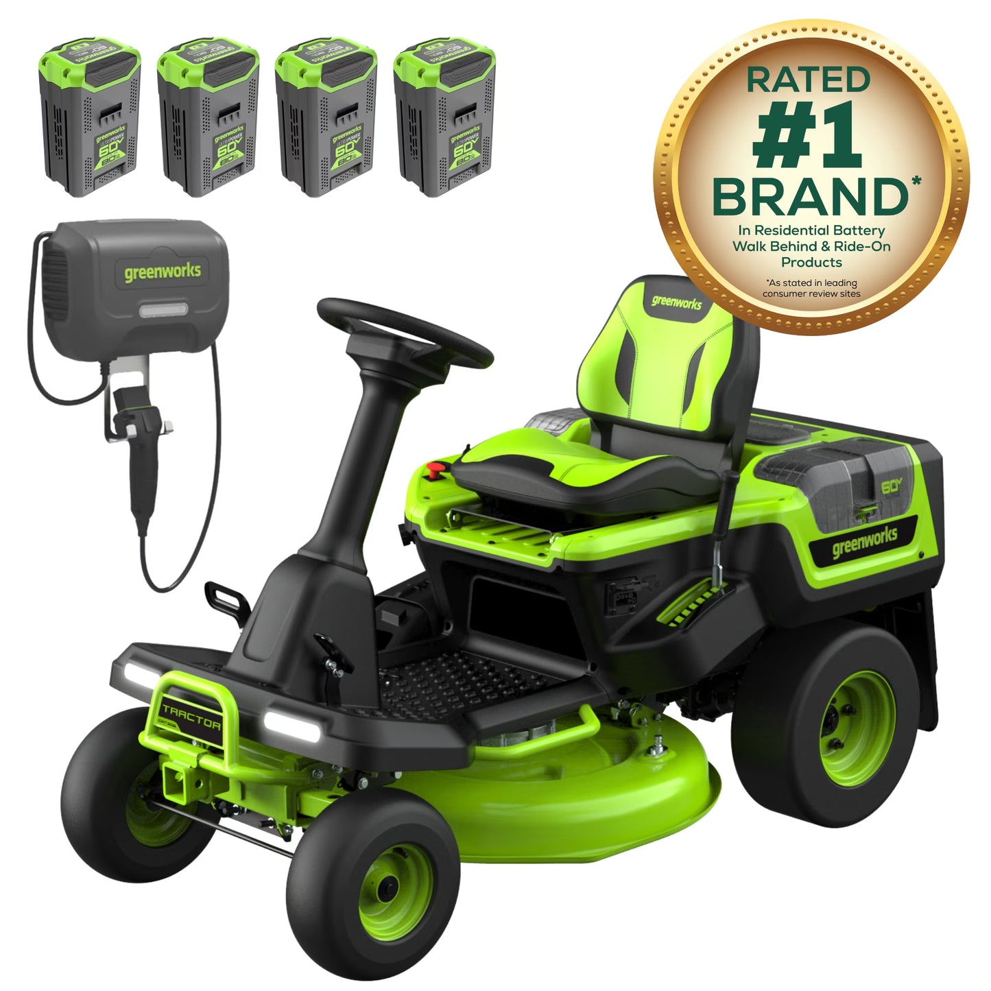 60V 30" Crossovert Riding Lawn Tractor + (2) 8.0 Ah, (2) 4.0 Ah Batteries & 600-Watt Charger 7421902