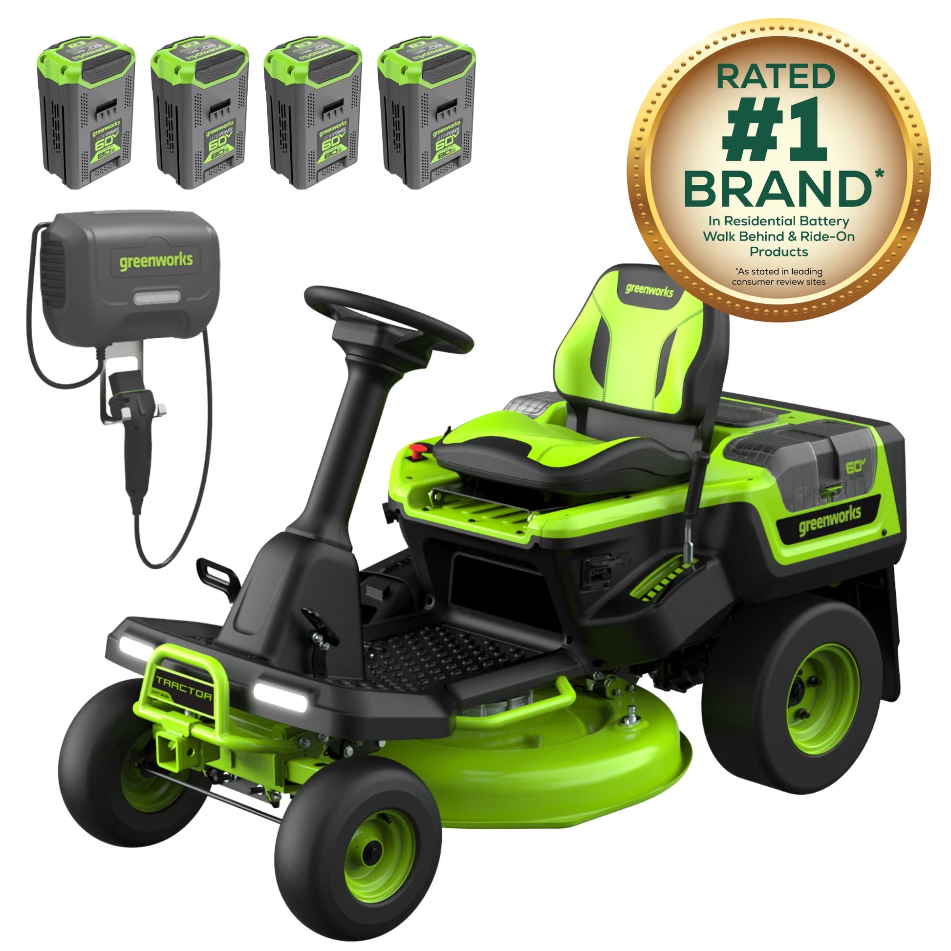 60V 30" Crossovert Riding Lawn Tractor + (2) 8.0 Ah, (2) 4.0 Ah Batteries & 600-Watt Charger 7421902
