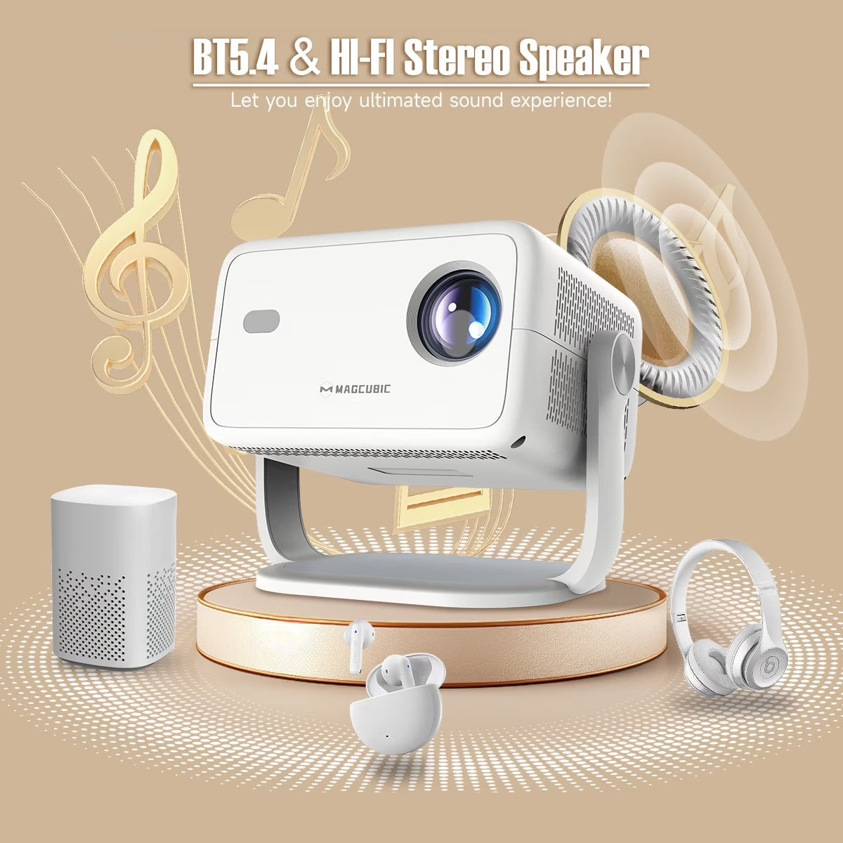 [Auto Focus]  8K 1080P Native Projector with Wifi 6 and BT5.4, 650 ANSI Brightness, Auto Keystone Correction with Voice Control Smart Movie Projector for Home Theater Outdoor L018