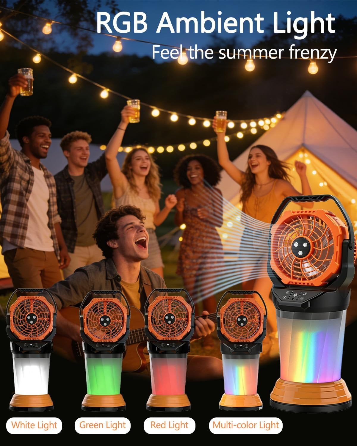 Portable Misting Fan for Outside, Rechargeable Mist Fan with 30000Mah Battery & Remote, 120° Auto Oscillating, 2L Water Tank, 4 Speeds & 3 Timers Spray Fan for Camping Patio Backyard