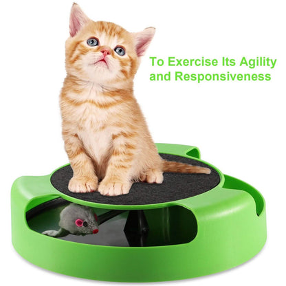 Cat Interactive Scratching Toy with Rotating Running Mouse