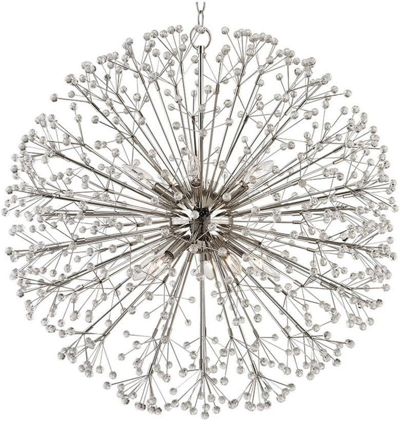 Hudson Valley 6030-PN Contemporary Modern Ten Light Chandelier from Dunkirk Collection in Polished Nickel Finish,