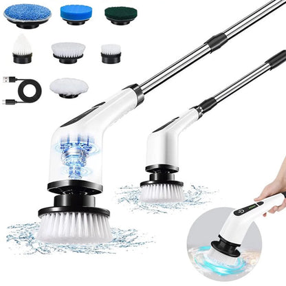 Electric Spin Scrubber, Cordless Bath Tub Power Scrubber with Long Handle & 7 Replaceable Heads, Detachable as Short Handle, Shower Cleaning Brush Household Tools for Bathroom & Tile Floor