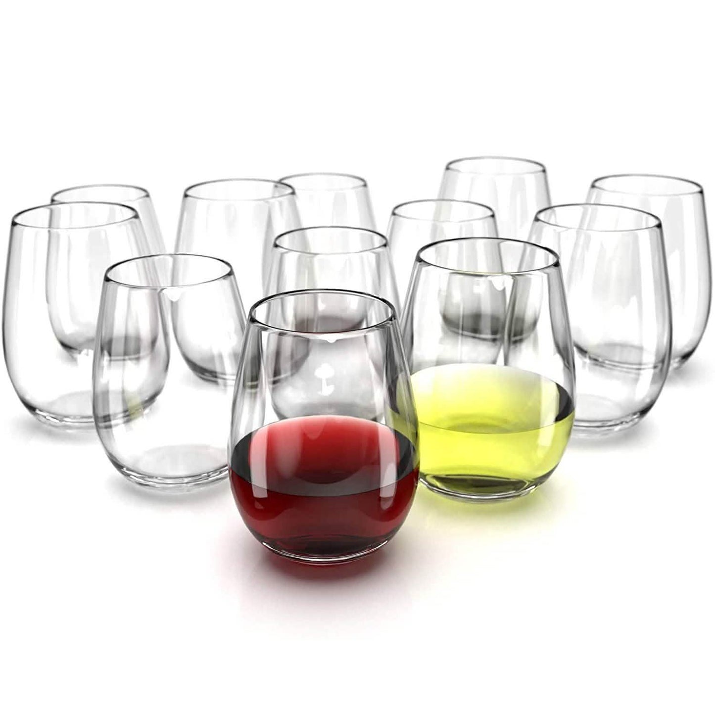 Chef's Star Stemless Wine Glasses Set of 6-17 Oz and Set of 6-21 Oz