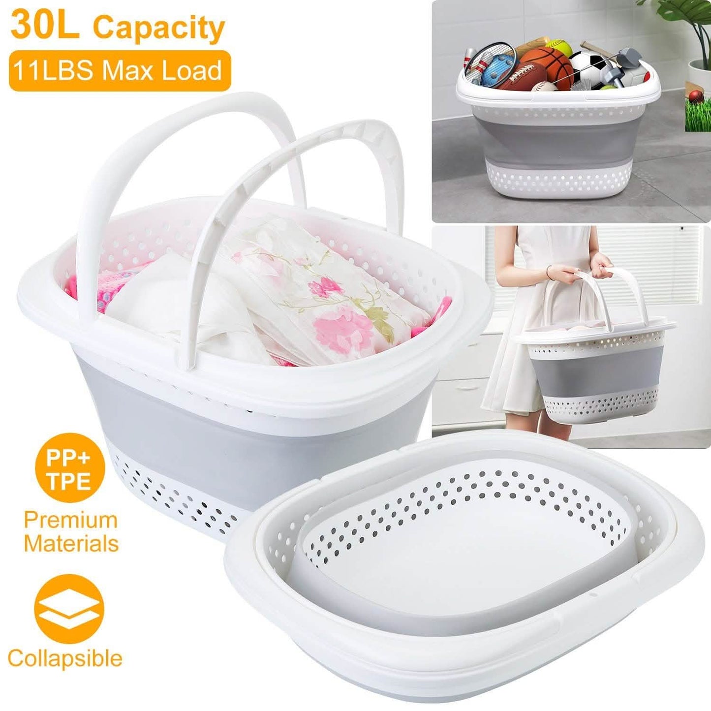 Collapsible Laundry Basket with Comfort Handle