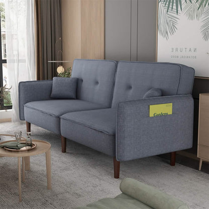 Convertible Futon Sofa Bed with 2 Pillows