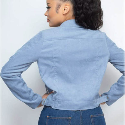 Corduroy Zipper Moto Jacket