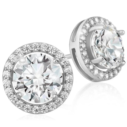 Crystal Round Halo Stud Earrings
