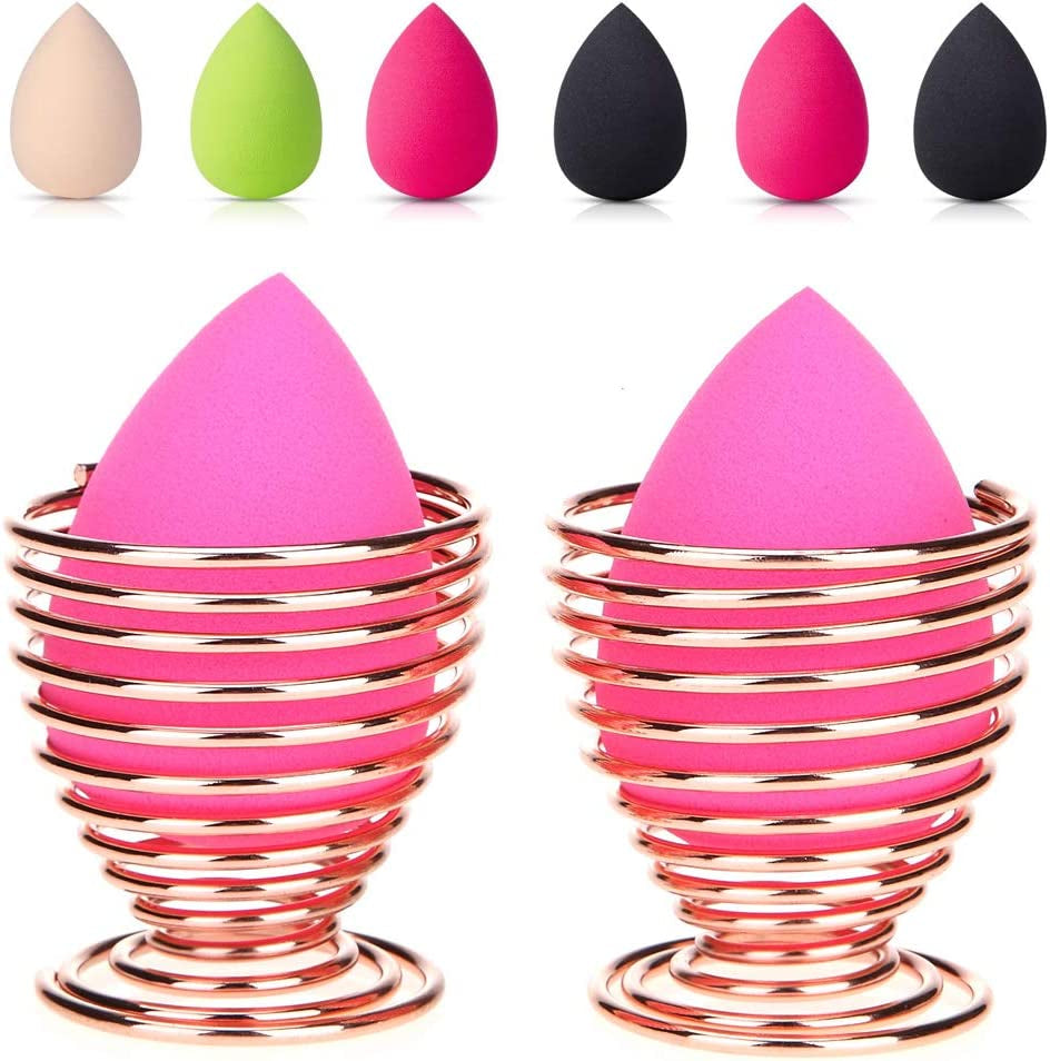 Beauty Sponge Blender Holder,(2 Pack Rose Gold) Makeup Sponge Drying Stand Storage Egg Powder Puff Display Stand