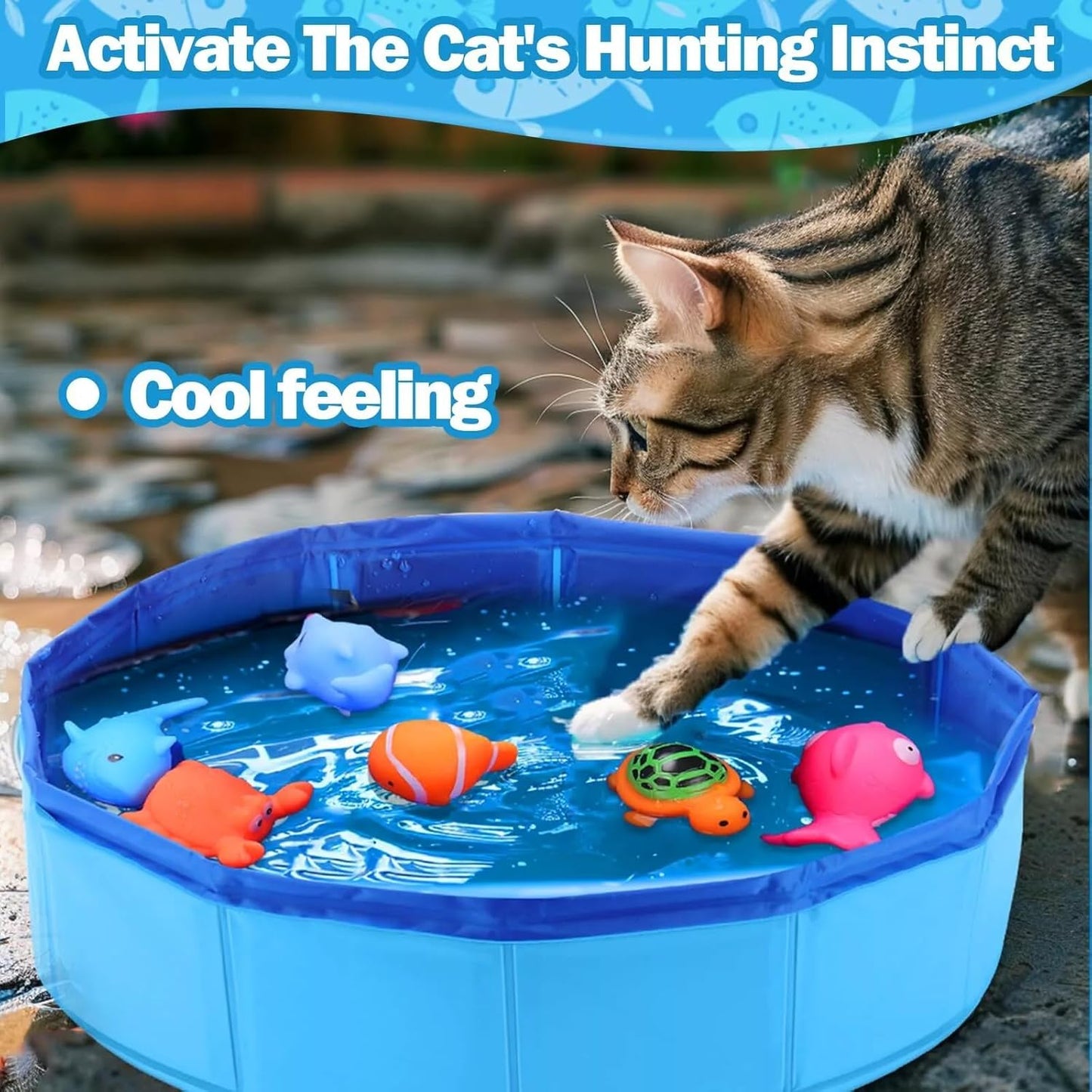 6Pcs Colorful Pool Cat Interactive Toy, Cat Floating Water Toy, Pet Kitten Swimming Bathing Fish Toy, Sensory Toys for Indoor Cats to Self Play