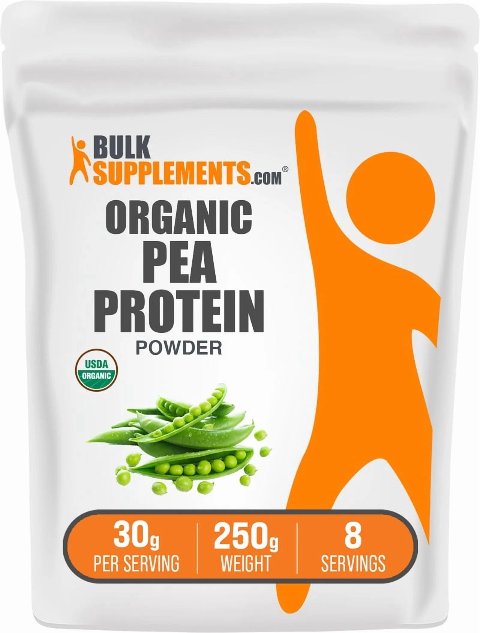 Bulksupplements Organic Pea Protein Powder - Vegan Protein Supplement, Unflavored - 30G per Serving, 250G (8.8 Oz)