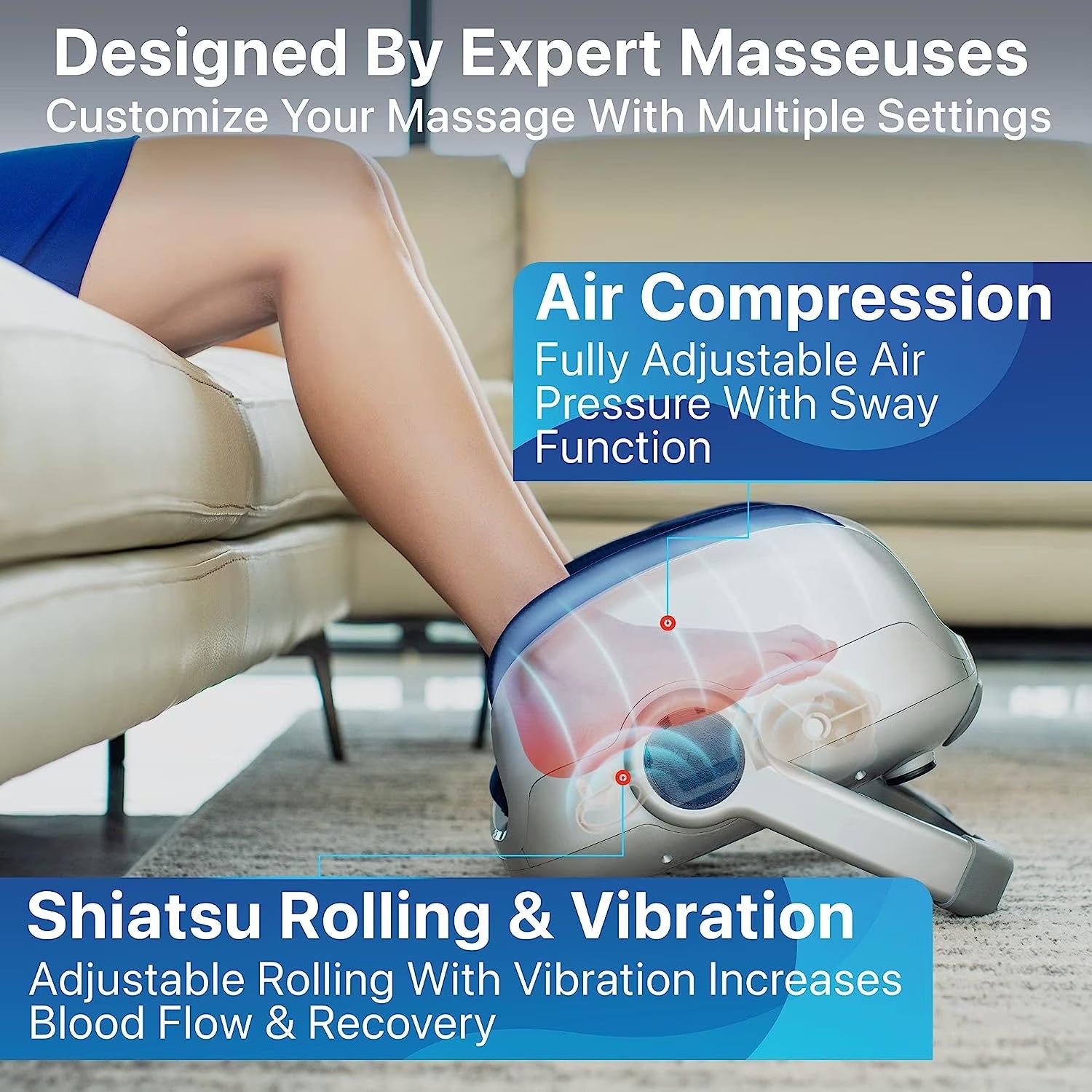Shiatsu Foot Massager Machine - Deep Kneading, Heat Therapy, Improves Circulation, Fits up to Size 15