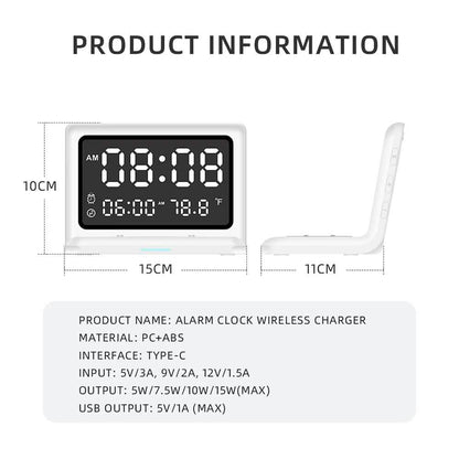 Digital Mirror Clock Wireless Charging Alarm Clock