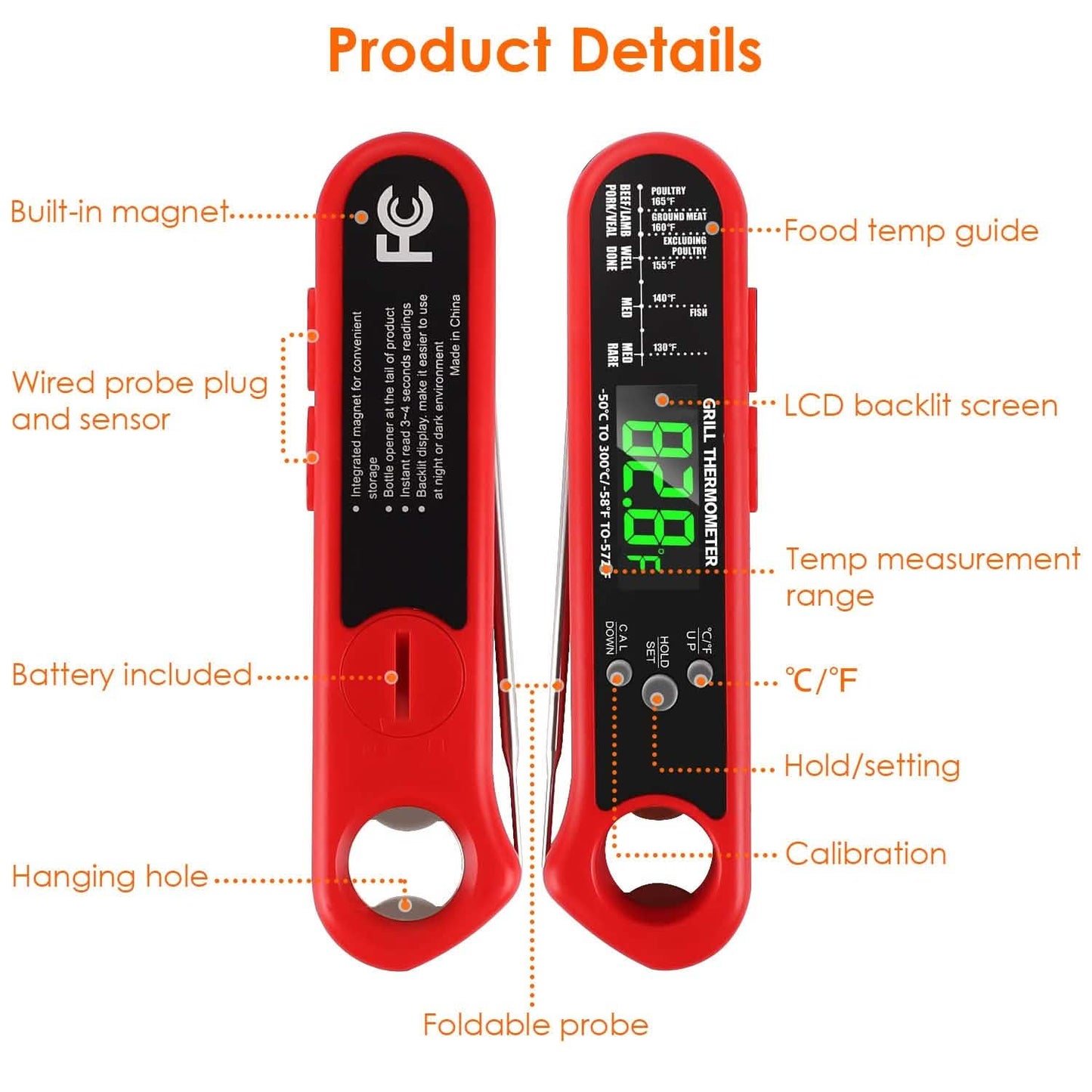 Digital Thermometer BBQ Meat Food Cooking Temperature Tester