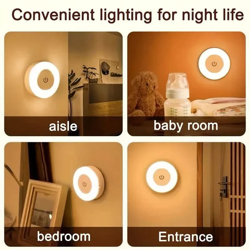 Dimmable Touch Sensor Wall Night Light, 3 Color Modes (White, Warm, Cool)