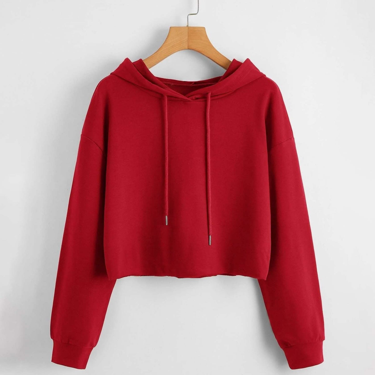 Drop Shoulder Crop Hoodie