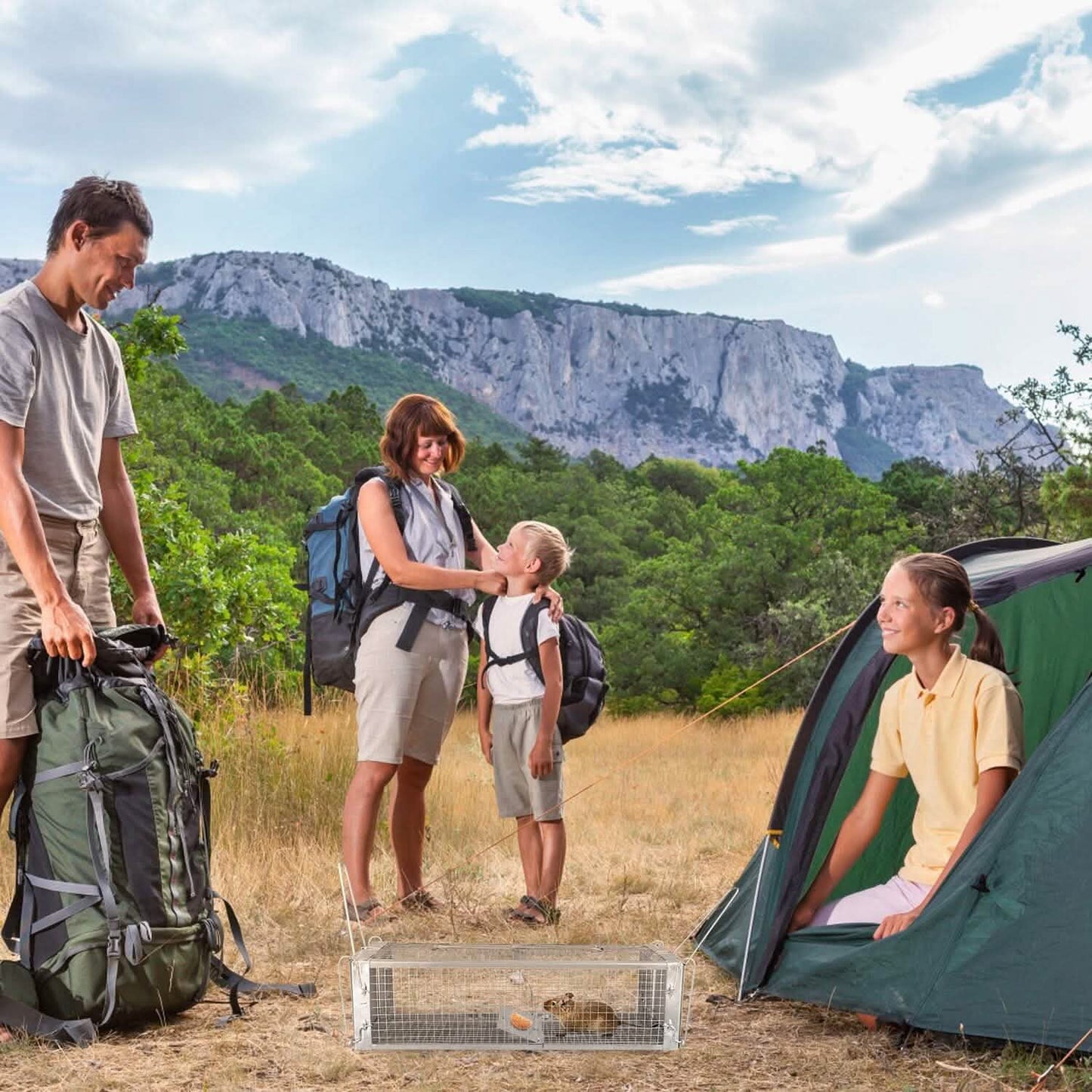 Dual Door Rat Trap Cage Humane with 2 Detachable U Shape Rod