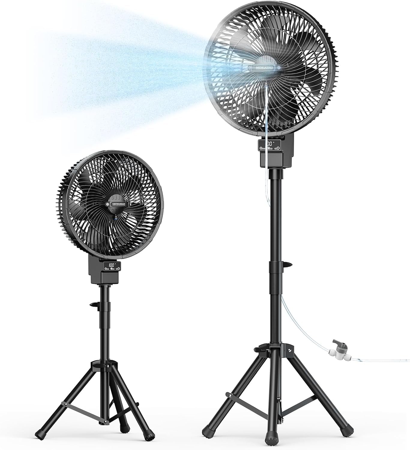 Outdoor Misting Fan for Patios, 40000Mah Portable Oscillating Pedestal Fans with Mister Kit, Water Cooling Mist Standing Floor Fans for outside Home, Bedroom, Backyard, Indoor & Outdoor