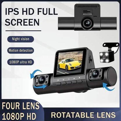 4-Channel Car DVR Dash Cam – 1080P Front, 720P Side & Rear, Night Vision