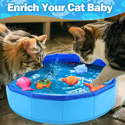 6Pcs Colorful Pool Cat Interactive Toy, Cat Floating Water Toy, Pet Kitten Swimming Bathing Fish Toy, Sensory Toys for Indoor Cats to Self Play