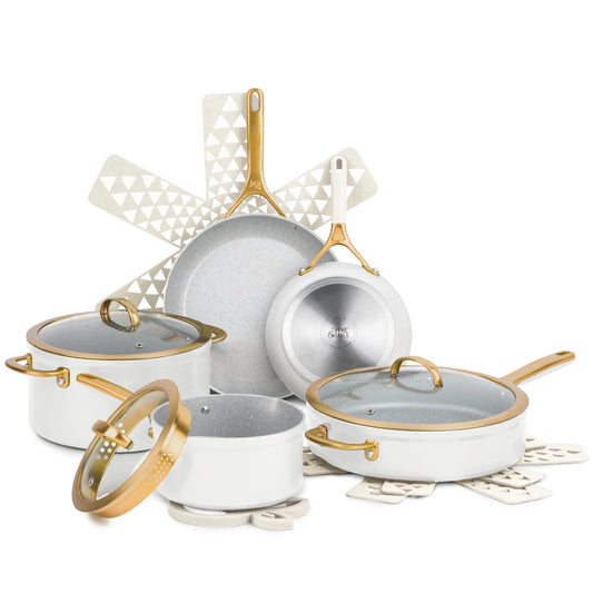 Thyme & Table Supreme 12-Piece Cookware Set Non-Stick - Cream