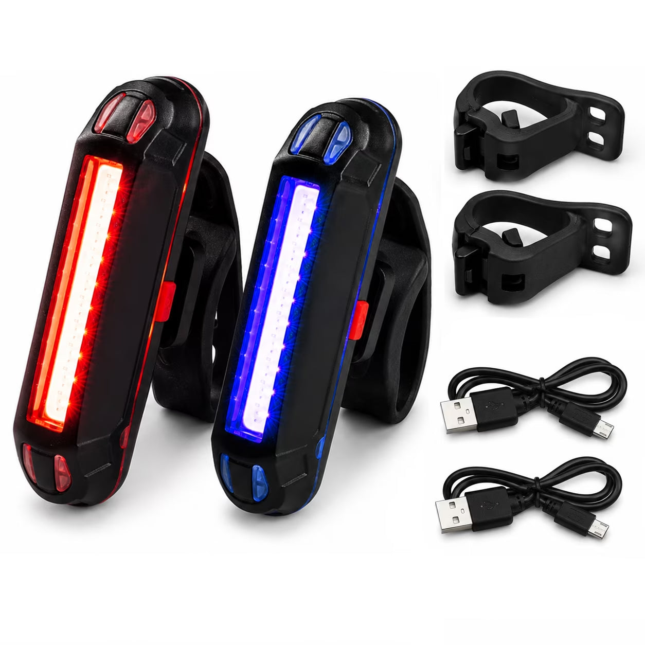 Bike Tail Light 2 Pack, USB Rechargeable LED Rear Bike Lights, IPX5 Water-Resistant Bicycle Taillights with 5 Modes