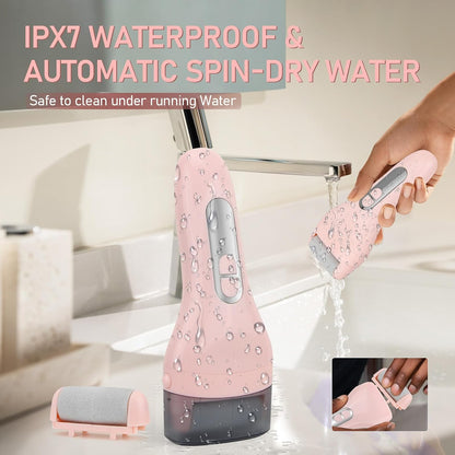Electric Callus Remover for Feet - with 9Pcs Larger Grinding Head, Portable Pedicure Kit Foot File Callus Remover, Rechargeable Waterproof Foot File for Foot Care Deadskin Remover LCD Display-Pink
