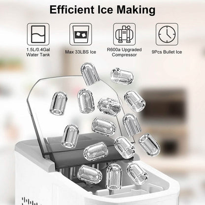 Electric Countertop Ice Make with Ice Scoop Basket Self Cleaning