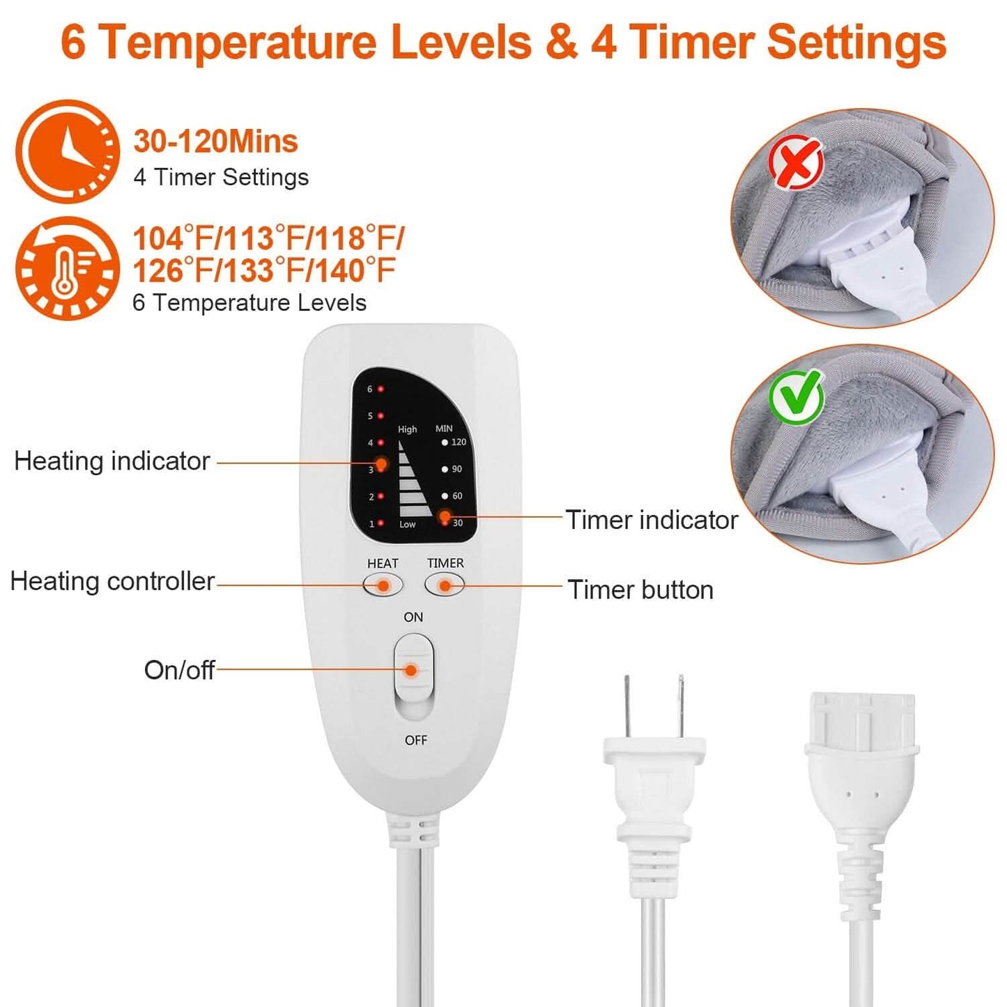Electric Foot Warmer with 6 Temperature Settings