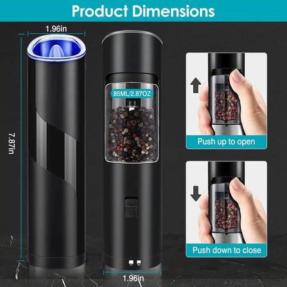 Electric Salt and Pepper Grinder LED Indicator Adjustable Coarseness