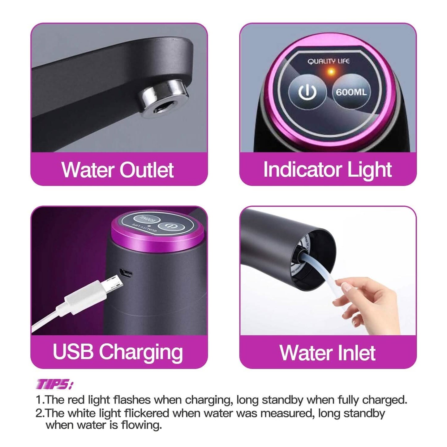 Electric Water Dispenser 40 Gallon USB Rechargeable
