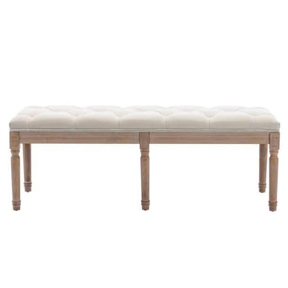 End of Bed Bench Upholstered Entryway Bench French Benchwith Rubberwood Legs